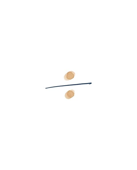 Editorial pen-line illustratie van een deelteken met twee tan-gewassen dots
