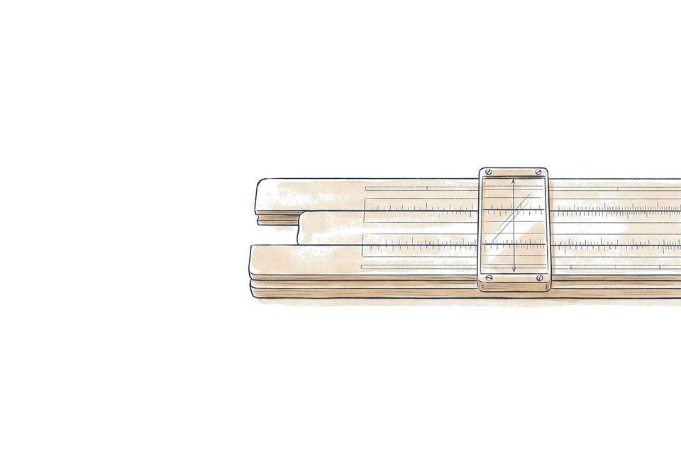 Editorial pen-line illustratie van een rekenliniaal