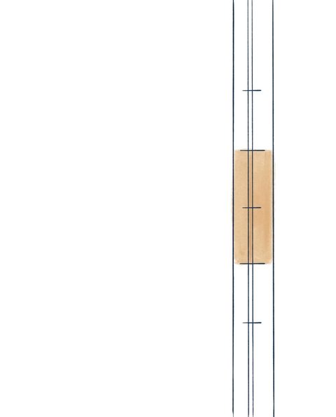 Editorial pen-line illustratie van een verticale band-indicator met tan-gewassen middenband